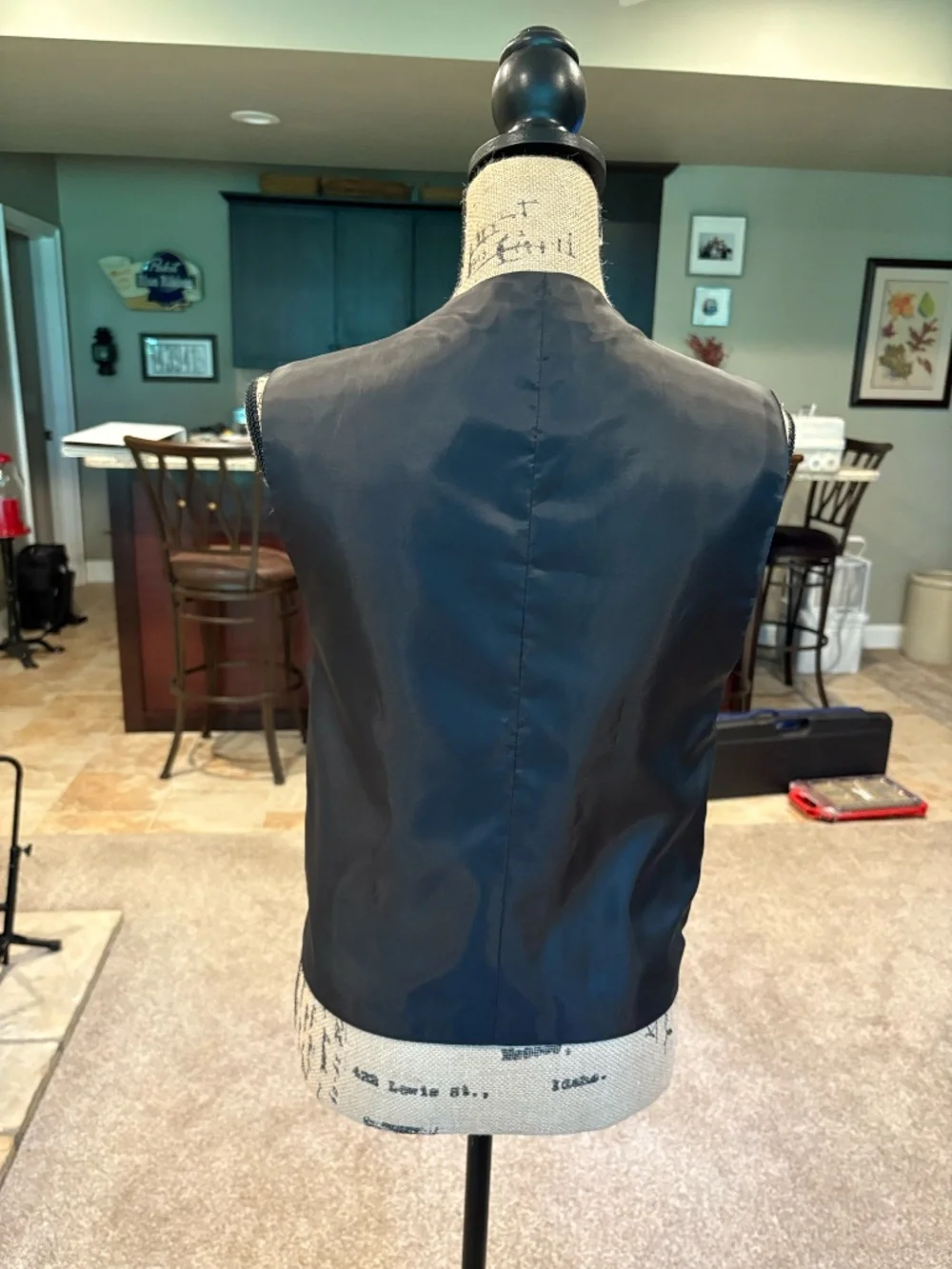 Black/Grey Reversible Suit Vest, Size Small